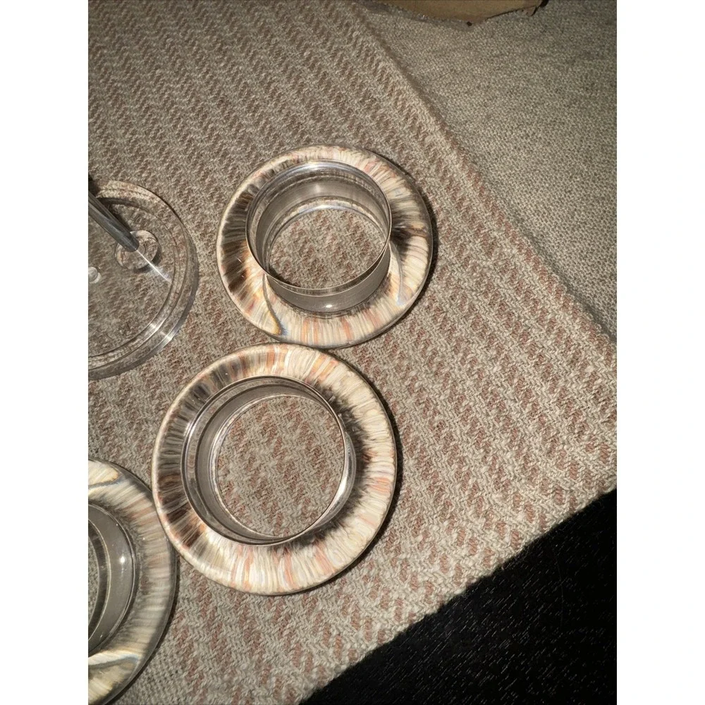 Cole And Mason Lucite Napkin Rings And Holder Vintage‎